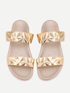 Romwe Metallic Strappy Slides