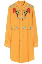Romwe Pattern Stitching Apricot Chiffon Dress