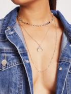 Romwe Moon & Sequin Design Layered Chain Necklace