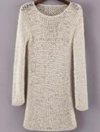 Romwe Open-knit Beige Sweater