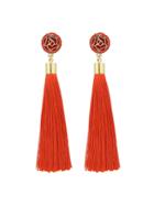 Romwe Red Ethnic Jewelry Flower Decoration Long Tassel Drop Earrings