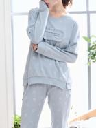 Romwe Letter Print Slit Detail Sweat Set
