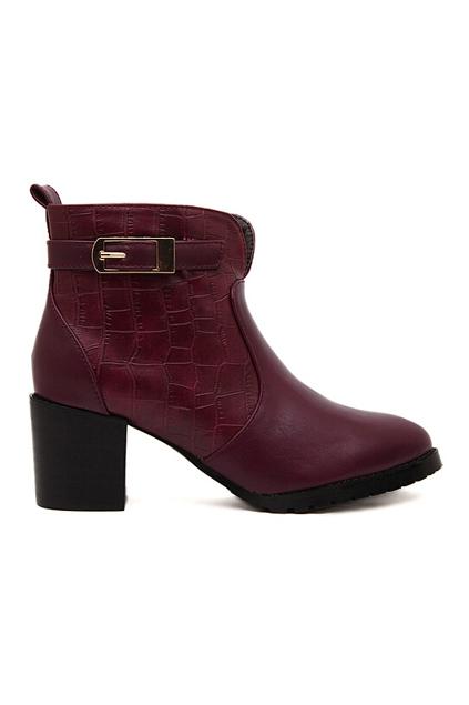 Romwe Metal Buckled Crocodile Pu Boots