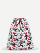 Romwe Christmas Cat Print Backpacks Bag