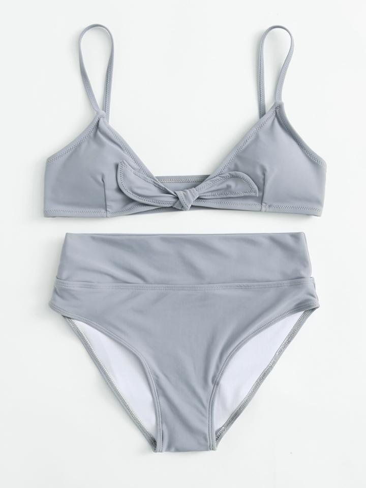 Romwe High Waist Knot Bikini Set