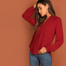 Romwe V-cut Neck Dip Hem Top