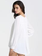 Romwe White Long Sleeve Pleated Blouse