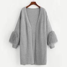 Romwe Contrast Faux Fur Detail Cardigan