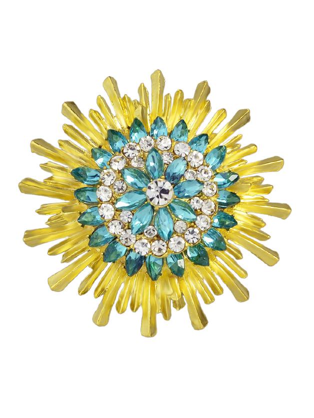 Romwe Rhinestone Flower Brooch