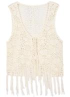 Romwe With Tassel Hollow Apricot Tank Top
