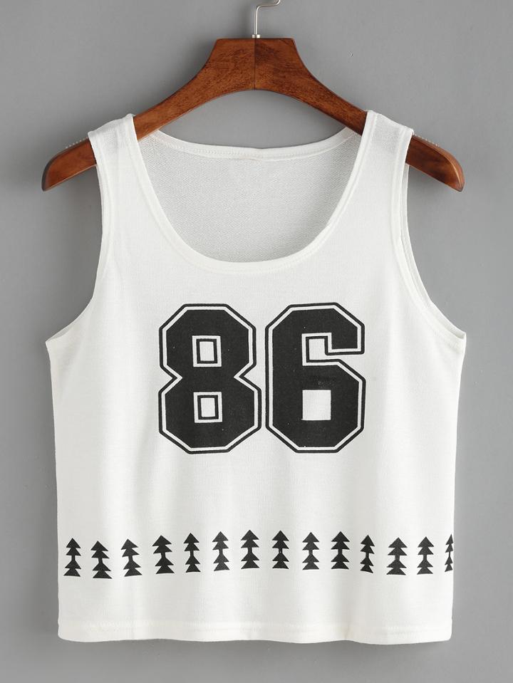 Romwe Number Print Tank Top