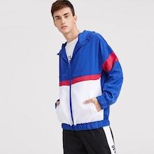 Romwe Guys Zip Up Hooded Color-block Jacket