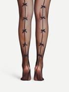 Romwe Bow Detail Net Design Pantyhose Stockings