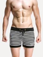 Romwe Men Contrast Stripe Drawstring Shorts