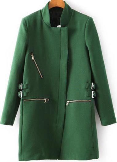 Romwe Zipper Cuff  Woolen Coat