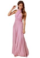 Romwe Cross Halter Maxi Pink Dress