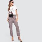 Romwe Figure Print Tee With Earrings