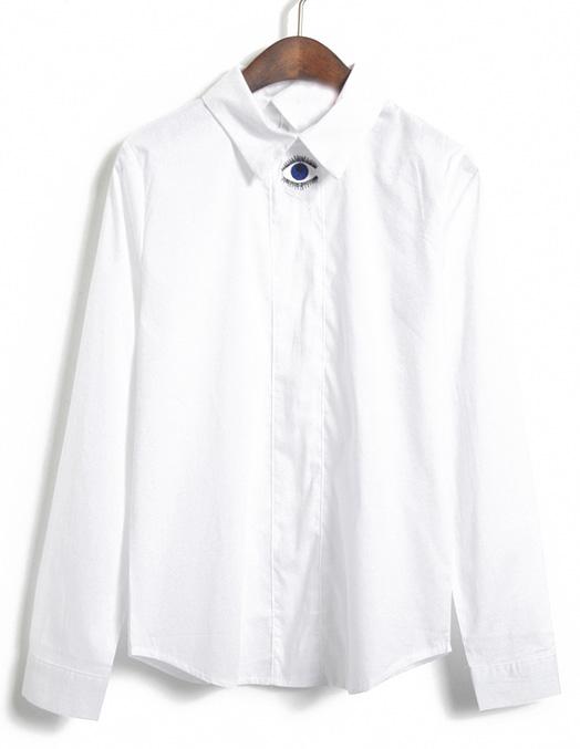 Romwe Eye Embroidered Loose Blouse
