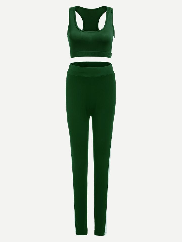 Romwe Scoop Neck Tank Top With Leggings