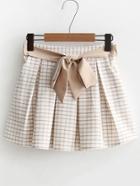 Romwe Tie Waist Gingham Skirt Shorts