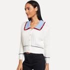 Romwe Contrast Collar Rib Sweater Coat