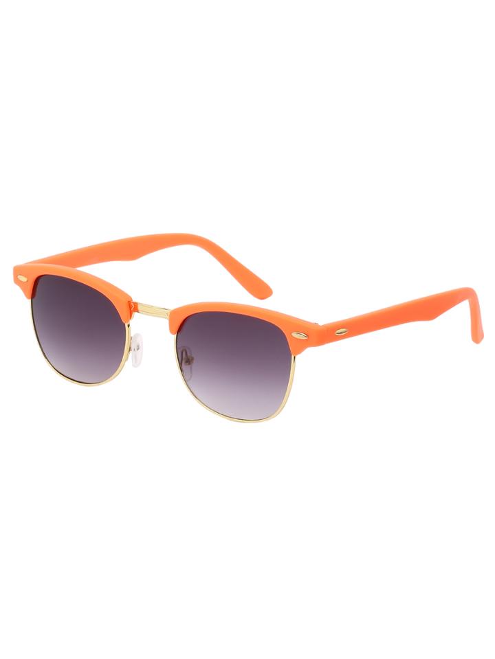 Romwe Orange Open Frame Metal Trim Sunglasses