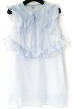 Romwe Sleeveless Ruffle Organza Blue Dress