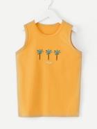 Romwe Coconut Trees Embroidered Top