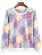 Romwe Round Neck Snowflake Pattern Sweatshirt