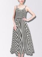 Romwe Mixed Striped Long Cami Dress
