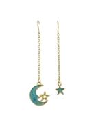 Romwe Moon Star Pattern Dangle Earrings