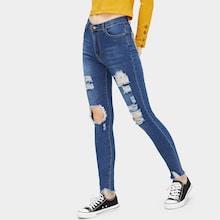 Romwe Raw Hem Destroyed Jeans