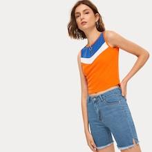 Romwe Raw Hem Washed Denim Cycling Shorts