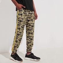 Romwe Guys Contrast Side Striped Drawstring Waist Camo Pants