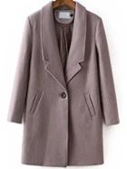 Romwe Lapel Single Button Woolen Grey Coat