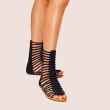 Romwe Zip Back Gladiator Sandals