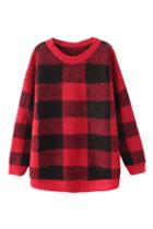 Romwe Check Knitted Jumper