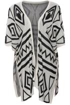 Romwe Geometric Print Apricot Knitted Cardigan