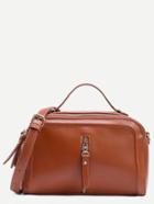 Romwe Brown Zip Front Mini Duffle Bag