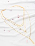 Romwe Gold Cutout Geo And Bar Pendant Layered Necklace