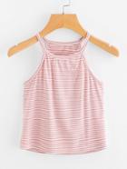 Romwe Love Embroidered Striped Cami Top