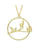 Romwe Gold Color Big Round Bird Long Necklaces