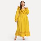 Romwe Plus Ruffle Hem Knot Longline Dress