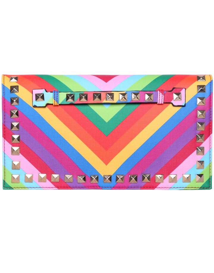 Romwe Color-block With Rivet Clutch Bag
