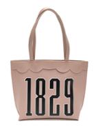 Romwe Scallop Trim Letter Pu Tote Bag