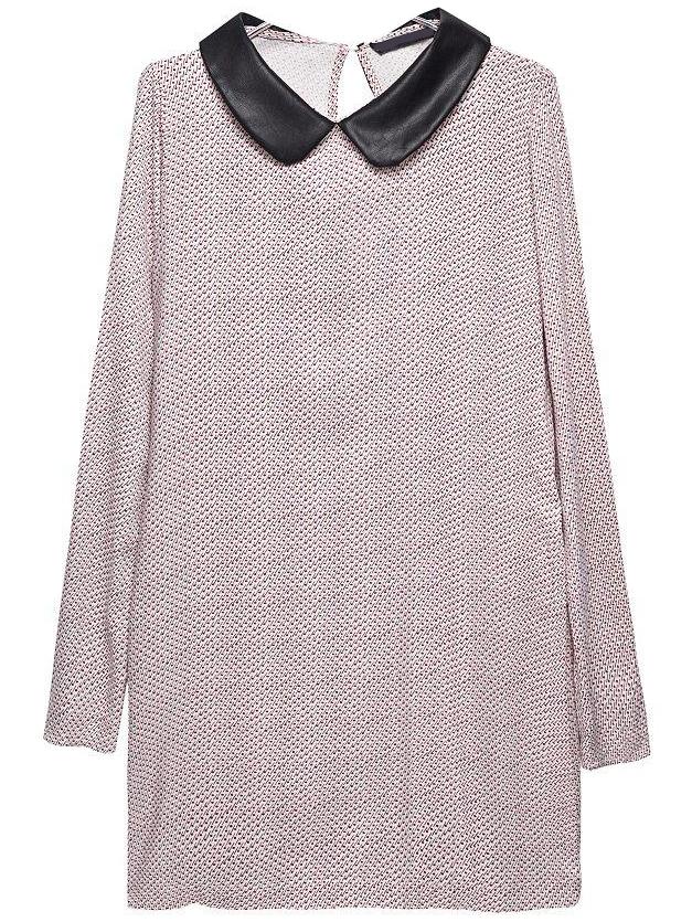 Romwe Contrast Collar Print Keyhole Dress
