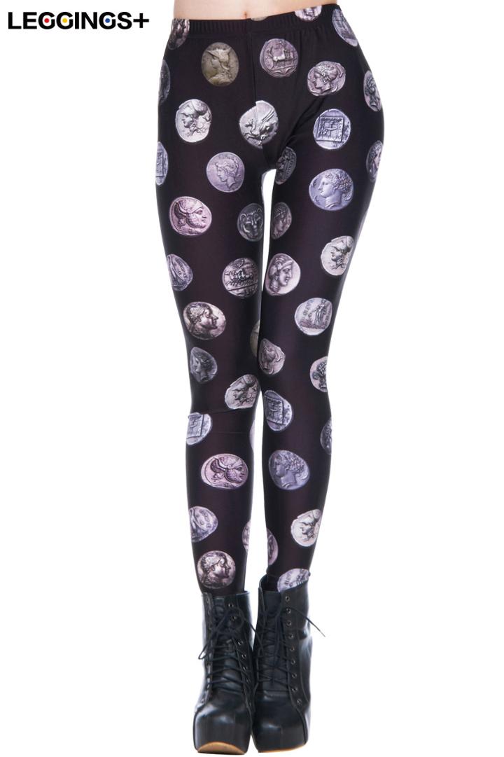 Romwe This Is Print Coins Print Black Leggings