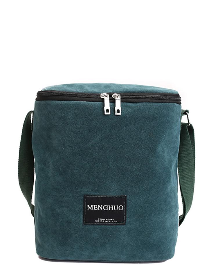 Romwe Suede Patch Detail Bucket Bag
