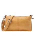 Romwe Embossed Leather Top Zip Clutch With Strap - Yellow