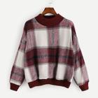 Romwe Plaid Drop Shoulder Jumper